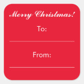 ギフトステッカーへの小さな赤いクリスマス スクエアシール (正面)