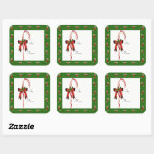 ギフトステッカーへ/からクリスマスキャンディーケーン スクエアシール (シート)