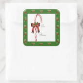 ギフトステッカーへ/からクリスマスキャンディーケーン スクエアシール (バッグ)