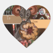 ギフトステッカーへ&からジンジャーブレッドマウスクリスマス ハートシール (正面)