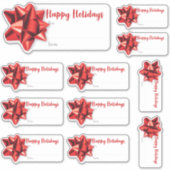 ギフトステッカー/ラベル付き弓(11) |シール |赤 シール (正面)