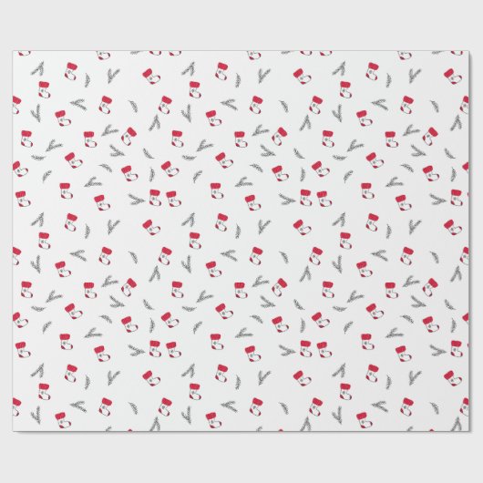 ギフトストッキングスプルース小枝のクリスマスパターン ラッピングペーパー (フラット)