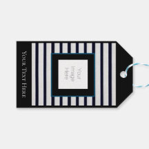 ギフトストライプラベル白黒フォトカスタム編集