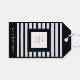ギフトストライプラベル白黒フォトカスタム編集 ギフトタグ