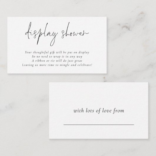 ギフトタグオンバックディスプレイブライダルシャワー エンクロージャーカード (正面/裏面)