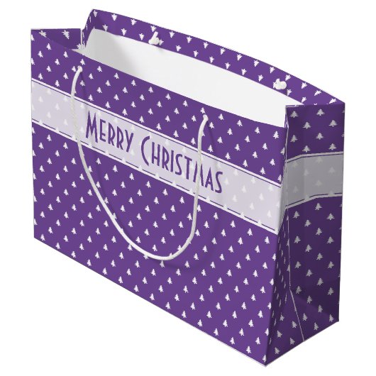 ギフトタグ名: メリークリスマス パープルツリーパターン ラージペーパーバッグ (裏面アングル)