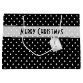 ギフトタグ名: メリークリスマス ブラックツリーパターン ラージペーパーバッグ (正面)