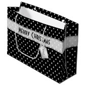 ギフトタグ名: メリークリスマス ブラックツリーパターン ラージペーパーバッグ (正面アングル)