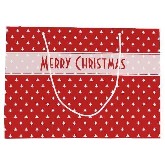 ギフトタグ名: メリークリスマス 赤いツリーパターン ラージペーパーバッグ (裏面)