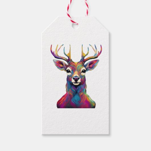 ギフトタグ - カラフルな鹿 (正面)