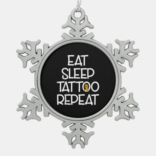 ギフトタトゥーアーティストおもしろいことわざタトゥー スノーフレークピューターオーナメント (正面)