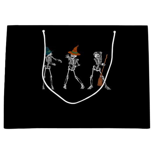 ギフトダンス |ハロウィーンダンスマカブレー魔女スケルトン ラージペーパーバッグ (正面)