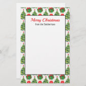 ギフトツリーグリーンレッドホワイトメリークリスマス 便箋 (正面/裏面)