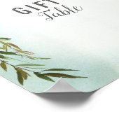 ギフトテーブルグリーンホワイトローズベビー散水シャワー ポスター (角)