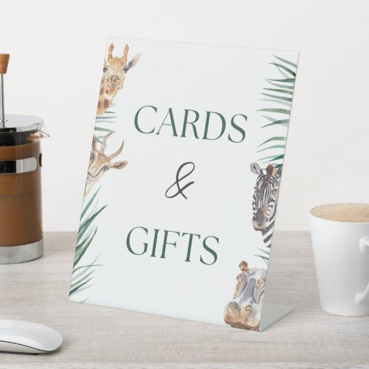 ギフトテーブルサインサファリジャングルベビーシャワー 台座サイン (インサイチュ)