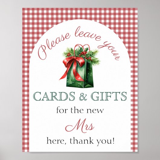 ギフトテーブルレッドクリスマスマーケットブライダルシャワー ポスター (正面)