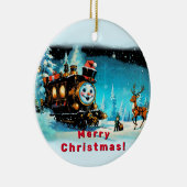 ギフトトレイン – クリスマスシーン セラミックオーナメント (右)