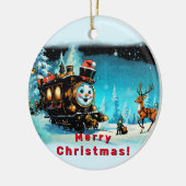 ギフトトレイン – クリスマスシーン セラミックオーナメント (左)