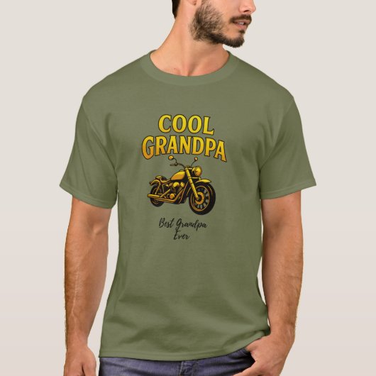 ギフトバイクもしくは自転車に乗る人祖父 Tシャツ (正面)