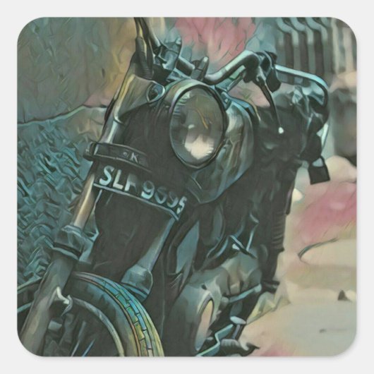 ギフトバイクもしくは自転車に乗る人 スクエアシール (正面)