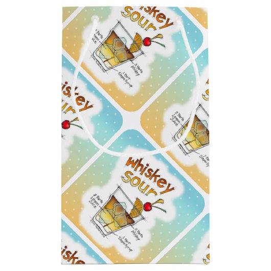 ギフトバッグ-ウイスキーサワーのレシピのカクテルの芸術 スモールペーパーバッグ (裏面)