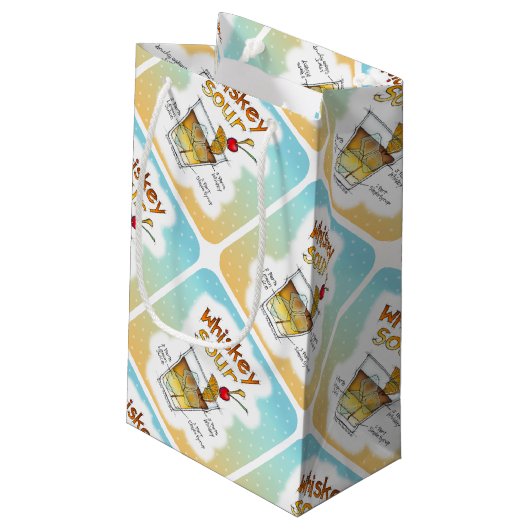 ギフトバッグ-ウイスキーサワーのレシピのカクテルの芸術 スモールペーパーバッグ (裏面アングル)