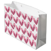 ギフトバッグ - ピンクのグリッターハート (裏面アングル)