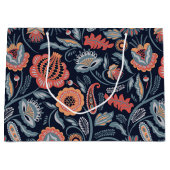 ギフトバッグ - ボヘミアンブルー花柄 (正面)