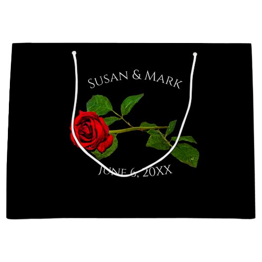 ギフトバッグ、赤いバラのコレクション、黒または赤 ラージペーパーバッグ (正面)