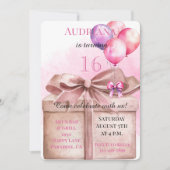 ギフトバルーンボウ16誕生日 招待状 (正面)