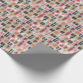 ギフトパターンレッドグレーブラックヴィンテージレトロ ラッピングペーパー (角)