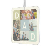 ギフトパパ |青いモダン写真グリッドのコラージュ カーエアーフレッシュナー (左)