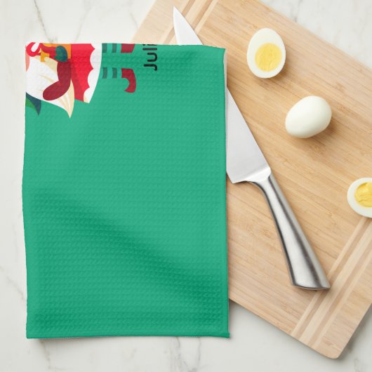 ギフトパーソナライズされたボックスを持つクリスマス格言 キッチンタオル (四つ折り)