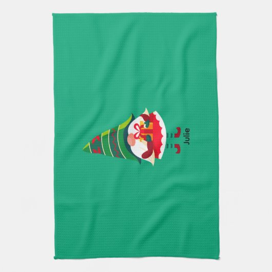 ギフトパーソナライズされたボックスを持つクリスマス格言 キッチンタオル (縦)