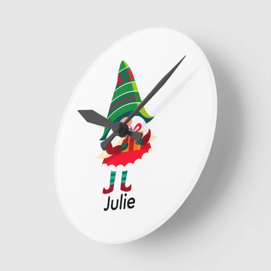 ギフトパーソナライズされたボックスを持つクリスマス格言 ラウンド壁時計 (傾斜)