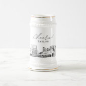 ギフトパーソナライズされたマートルビーチスカイラインスケッチ ビールジョッキ (中央)