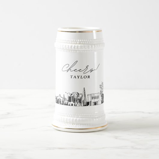 ギフトパーソナライズされたメサアリゾナ天窓スケッチ ビールジョッキ (中央)