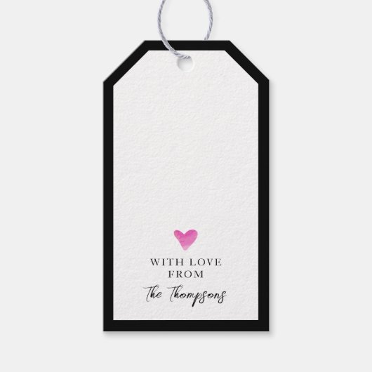 ギフトパーソナライズされたラベル手描き水彩ハート ギフトタグ (正面)