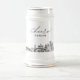ギフトパーソナライズされたレノスカイラインスケッチ ビールジョッキ