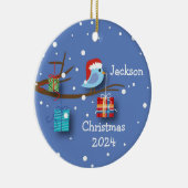 ギフトパーソナライズされた付きクリスマスブルーバード セラミックオーナメント (右)