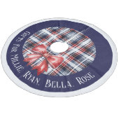 ギフトパーソナライズされた名子供へネイビー・レッド・プレイド フリース ツリースカート (アングル)