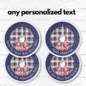 ギフトパーソナライズされた名子供へネイビー・レッド・プレイド フリース ツリースカート