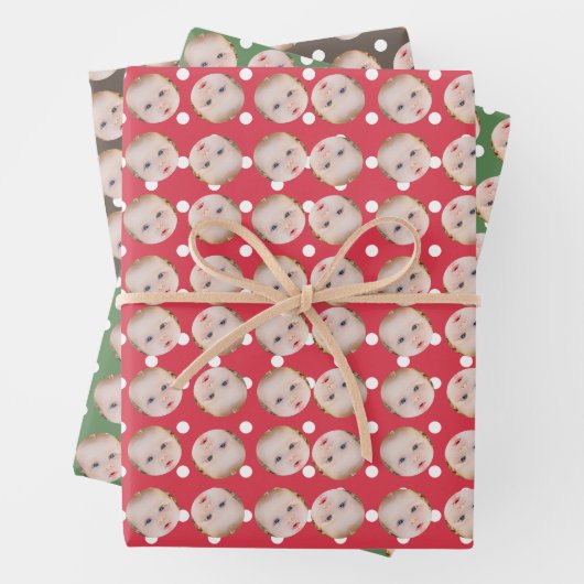 ギフトパーソナライズされた顔カスタム写真クリスマス ラッピングペーパーシート (インサイチュ)