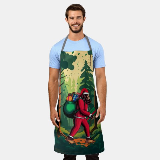 ギフトフォレストの森のビッグフットのサンタクロース エプロン (着用した状態)