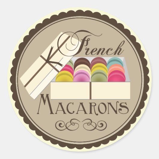 ギフトフランスのボックスに1ダースのマカロン ラウンドシール (正面)
