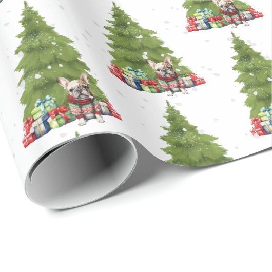 ギフトフランスの付きクリスマスブルドッグ ラッピングペーパー (ロールコーナー)