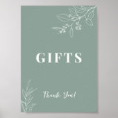 ギフトフローラセージ結婚グリーンのサイン ポスター (正面)