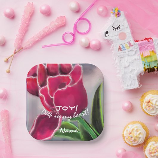 ギフトフローラデザイン、パーソナライズタイポグラフィ ペーパープレート (パーティー)