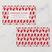 ギフトブティックレッドミッテンススキーまたはクリスマスビレッジ 名刺 (正面/裏面)