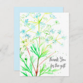 ギフトブルーのワイルドフラワーの水色をありがとう サンキューカード (正面/裏面)